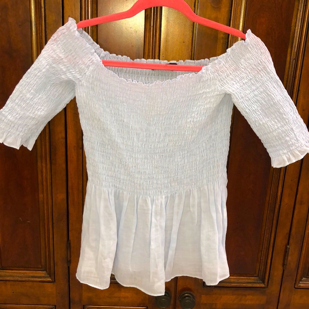 Zara Woman Linen Smocked Top.  Size XS NWOT